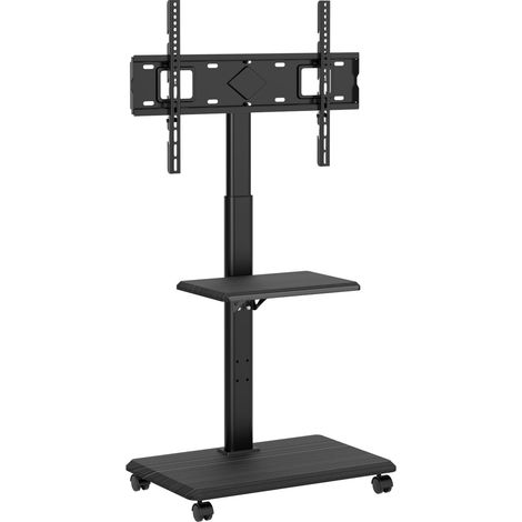 Support TV Mobile avec étagère et Hauteur réglable pour écrans Plats et incurvés de 32 à 75 Pouces (jusqu'à 40 kg), VESA Max 600 x 400 mm (1/5)