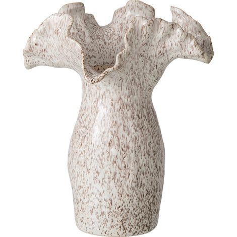 Vase en poterie beige à bord ondulé - beige clair (1/4)