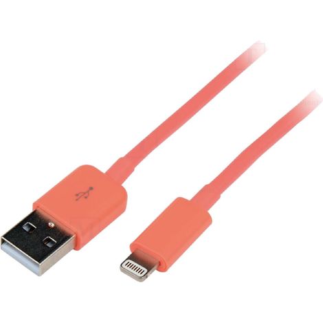 Cable USB 2.0 prise Lightning USB A male 100cm - Rose