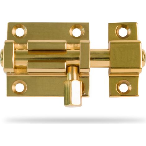 Verrou Porte - Modèle 700 - Laiton - 50 mm - Vis incluses - Idéal pour les portes intérieures - Finition : Polie (1/5)