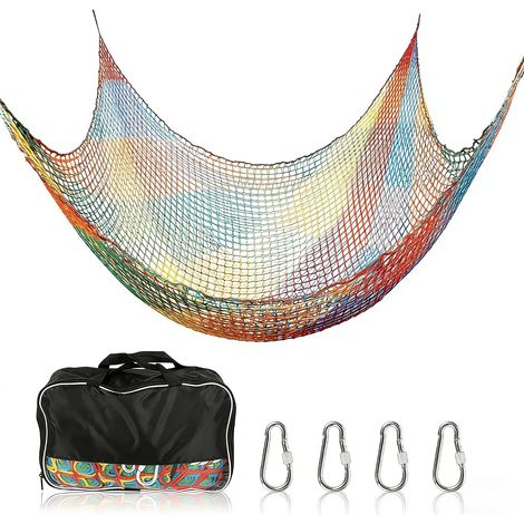 Filet d'escalade pour Aire de Jeux - Double Couche - Filet de sécurité pour Enfants - Balançoire de Jardin - Filet de sécurité Anti-Chute pour Aire de Jeux - Couleurs Arc-en-Ciel (3 x 3 m) (1/5)