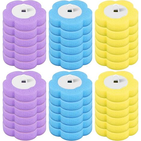 Toilet Brush Refills Disposable Sponge Toilet Brush Refills, Bathroom Brush Cleaner Refills for Home Cleaning (Blue, Purple, Yellow) (1/5)