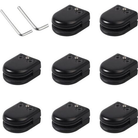 ZVD – Lot de 8 pinces à verre en acier inoxydable 304 noir – Support solide pour verre 8-10 mm – Finition polie – Installation facile (1/5)