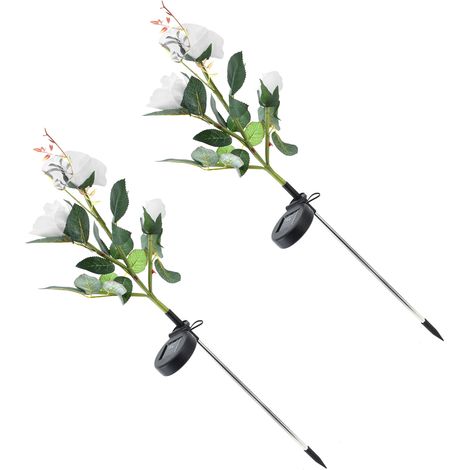 2er-Set champagnerrosa LED-Solar-Gartenleuchten, Rasensteckerleuchten, kaltweiße Außenbeleuchtung, mit eingebautem Akku, 2er-Set (1/5)