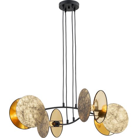Lampada A Sospensione 4 Luci Moderna Nut In Acciaio Effetto Marmo Bianco (1/5)