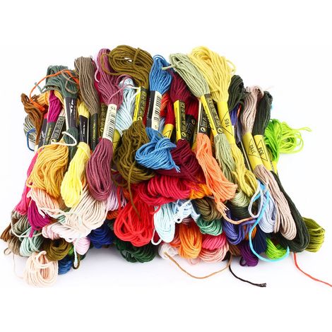 100 fils de coton multicolores pour broderie au point de croix, lot de 100 échevettes, 100x nuances variées (1/5)