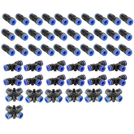 49 Stück Pza/PU/PE Pneumatische Armaturen Wasserrohre Rohrverbinder 8 mm Kunststoffrohr Schnellanschlüsse T-Stück (1/5)