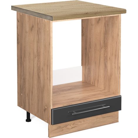 Armario para horno empotrado Fame-Line, Antracita alto brillo, 60 cm , ET Roble, Vicco (1/5)