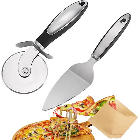 Ensemble roulette à pizza et spatule en acier inoxydable, spatule à pain à roulettes.-AquaForge (1/5)