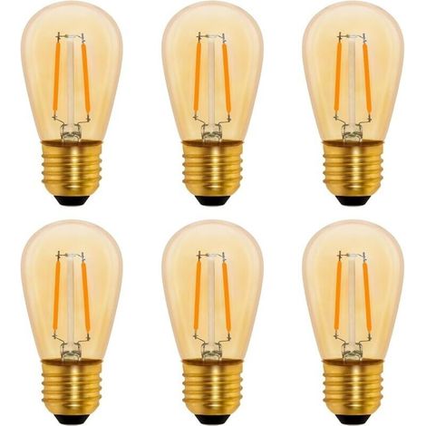 Bardusch-S14 Ampoule LED à Filament Vintage E27, 1W Amber Edison Remplacement 10W Incandescence, Non Dimmable, Blanc Chaud 2200K, AC 220V, Lot de 6 (1/5)