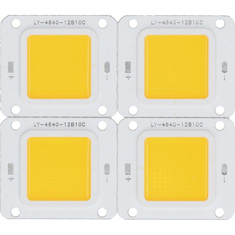 Lot 4 puces COB 3200K 60W 30‑34V source lumineuse LED blanc chaud pour projecteur DIY, plafonnier, downlight
