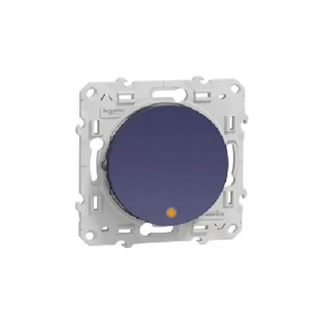 Interrupteur va-et-vient lumineux 10A bleu cobalt LED orange 1.5mA local temoin encastré avec support (sans plaque) vis ODACE