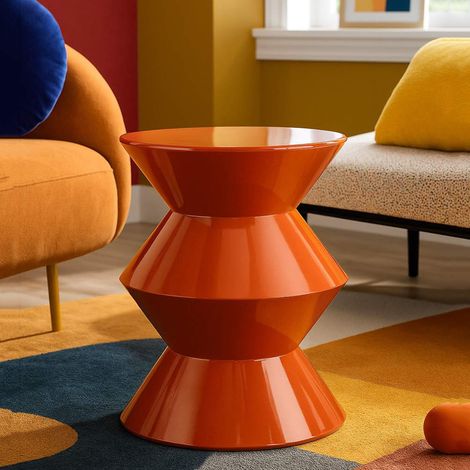 Couchtisch Ilam, Runde Form, Tischplatte Orange, Material Metall, 40x50x40h cm Orange (1/5)