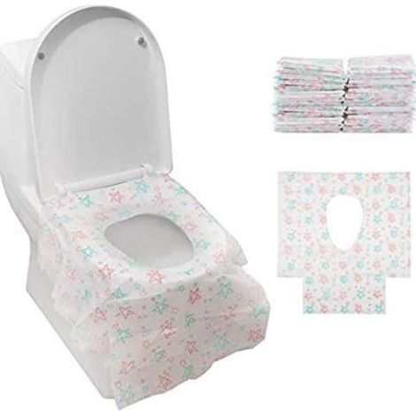 Antibacterial Toilet Seat Covers 25 x Disposable Toilet Protectors 60 x 65 cm Non (1/5)