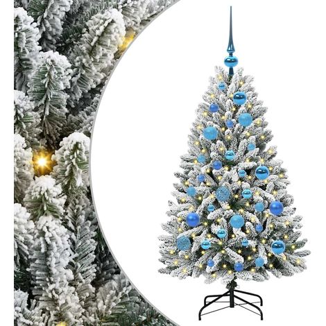 Sapin de Noël  Arbre de Noël artificiel Vert et blanc 120 cm PVC et métal (1/5)