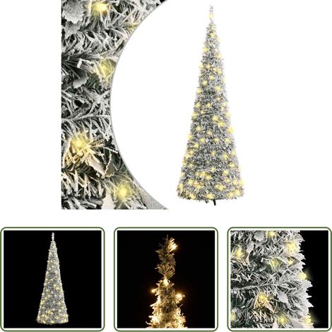 Éclairage LED - Sapin de Noël artificiel escamotable avec neige floquée 100 LED (1/5)