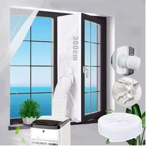 Calfeutrage Fenetre Climatiseur 300 cm, Joint de Ffenetre Pour Climatiseur Mobile, Passe Fenêtre Pour Climatisation, Kit Calfeutrage Climatiseur Fenetre Oscillo Battante (1/5)