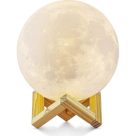Lampe Lune 3D, veilleuse LED tactile 3 couleurs, 8 cm de diamètre, rechargeable par USB, idéale pour la chambre, le salon, un café ou pour Noël. (1/5)