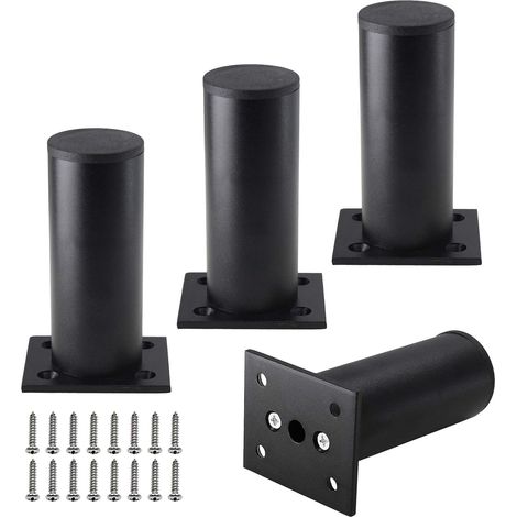 Confezione da 4 gambe per mobili da 4 pollici, gambe regolabili in lega di alluminio per mobili, piedini di supporto rotondi in metallo per divani, per cucina, tavolo, armadio, scaffali, diametro 1,5 