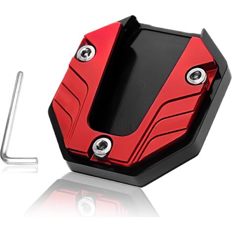 Soporte universal para pata de cabra de motocicleta - Extensión de pata de cabra lateral, placa de extensión, extensión de pata de cabra de aleación de aluminio CNC - Rojo