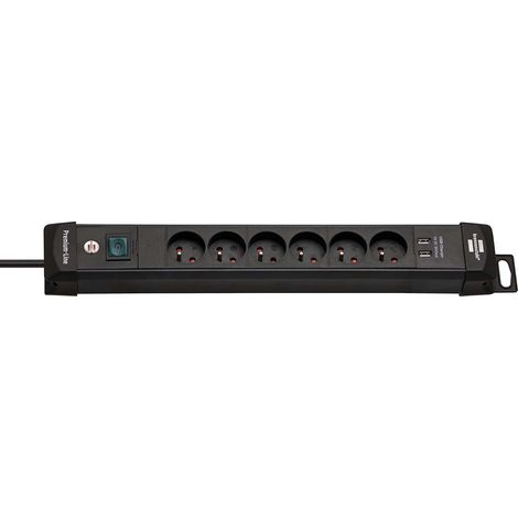 MULTIPRISE PREMIUM-LINE AVEC USB 6 VOIES NOIR 3,00 M H05VV-F 3G1.5 TYPE E BRENNENSTUHL 1951164602 (1/3)
