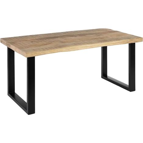 Table de repas 160 x 80 en bois massif et métal Edern (1/5)