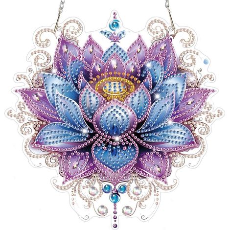 5D Diamond Painting Anhänger Lotusblume Fensterbild Bastelset für Erwachsene (1/4)
