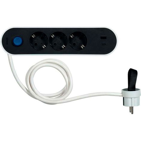 BASE MULTIPLA 3 PRESE + 2 USB CON INTERRUTTORE