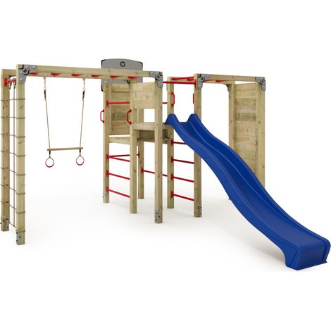 Wickey Klettergerüst FIT Cross 1085 - Klettergerüst mit Hangelleiter und Basketballkorb, Outdoor-Fitnessgerät für die Eltern & Kinderklettergerüst, 5 jährige Garantie, extrem witterungsbeständig