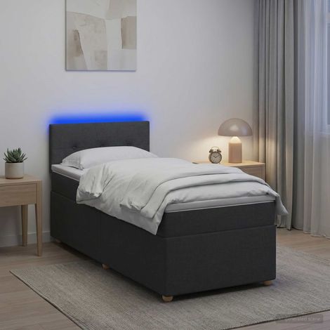 Cama box spring con colchón Gris oscuro 100 x 200 cm Tela (1/5)