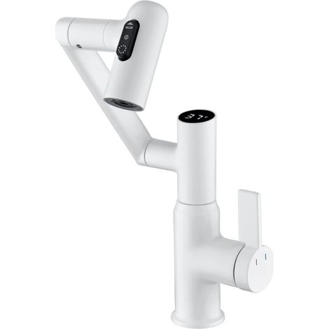 Robinet de température intelligent, poignée unique – Robinet d'évier de salle de bain et robinets de cuisine (chromé,blanc) (1/5)