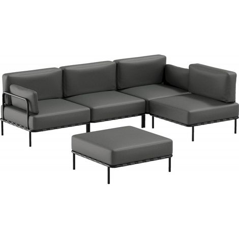 Ensemble canapé d'angle 4 places et pouf extérieur Salve (1/5)