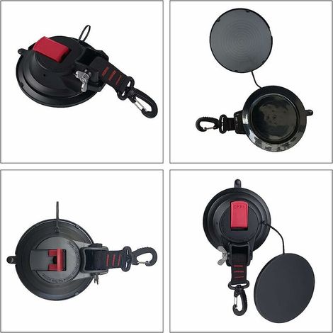 Lot de 2 ventouses d'ancrage solides pour voiture avec crochet de fixation pour auvent latéral de voiture, bateau, camping, bâche, tentes, bagages, bâches,— (1/4)