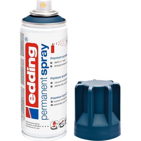 edding 5200 Spray Permanente, Blu Notte Opaco, 200 Ml, Vernice Acrilica Premium per Dipingere e Decorare Vetro, Metallo, Legno, Ceramica, Plastica, Tela, Smalto Acrilico, Vernice Spray (1/4)