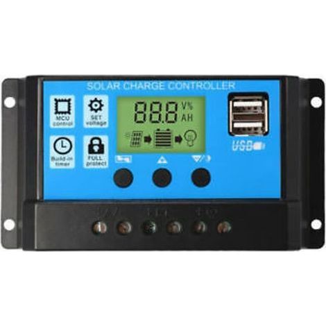 30A 12/24V LCD Régulateur Solaire Batterie Régulateur Contrôleur Double USB (1/5)