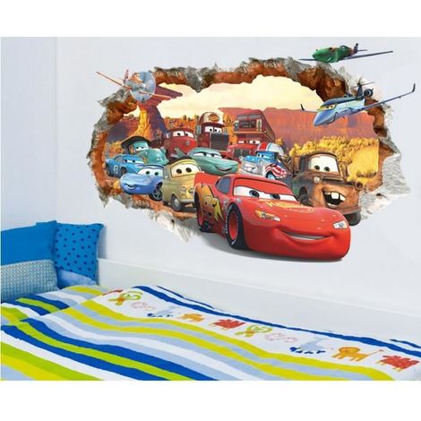 Chambre backdrop stickers Cars 3D Poqiang enfants