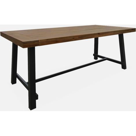 Mesa de interior/exterior de madera y metal, 6-8 plazas