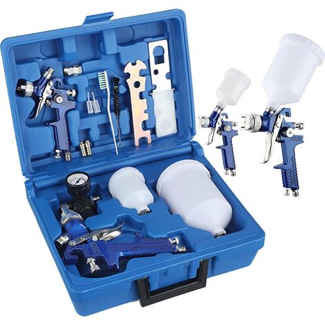 Pistolet à Peinture Professionnel, 2 Set de Pistolet HVLP avec 2 Buses 0,8mm 1,4mm,Pistolet Peinture Pneumatique (1/5)