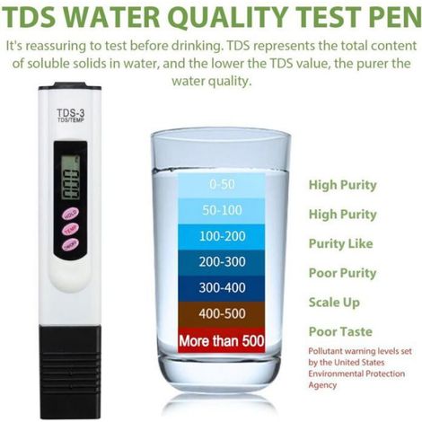 Testeur TDS - Mesure Numérique Qualité Eau 0 À 9990 Ppm - Précision ±2 % - Écran LCD - Portable - 1 Pièce (1/4)