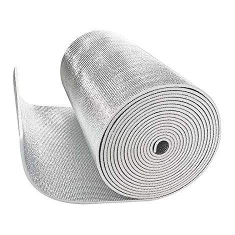 Rouleau isolant thermique 40 cm x 4 m avec feuille aluminium, film réfléchissant imperméable anti‑UV pour toit, véranda et combles, protection solaire totale isolation maison (1/5)
