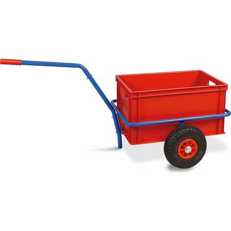 BRB Chariot à main avec boîtier en plastique amovible 600 x 400 x 320 mm, rouge, pneus anti-crevaison, charge maximale 200 kg (1/2)
