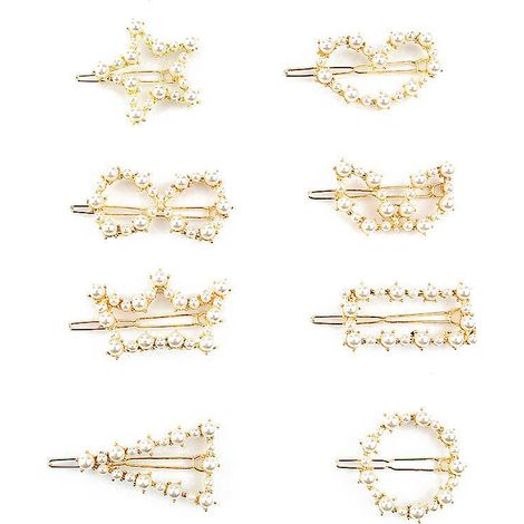 pince Cheveux-8 Pcs Pince Cheveux Grenouille Pinces Cheveux Perles Filles Pinces Cheveux Pingles Cheveux Pour Femmes Pinces Cheveux Faites (1/5)
