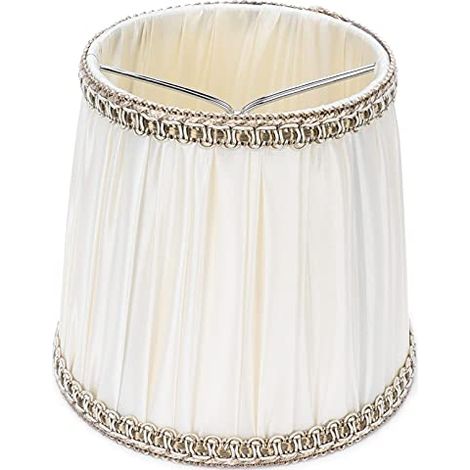 Set di 6 paralumi cilindrici con attacco a clip per lampade a candelabro E14 - colore beige