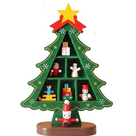 Décoration de Noël Sapin de Noël en bois Accessoire de fenêtre ou de bureau (1/4)