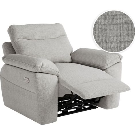Fauteuil de relaxation électrique ROSS en tissu texturé 3D - Gris clair (1/5)