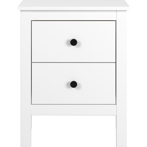 Table de chevet Table de nuit à 2 tiroirs coloris Blanc - Longueur 47,7 x Hauteur 60,2 x Profondeur 36 cm (1/5)
