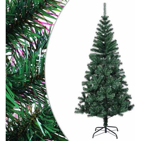 Sapin de Noël artificiel vert 120 cm PVC avec 230 pointes iridescentes et support - PANGIVO (1/5)