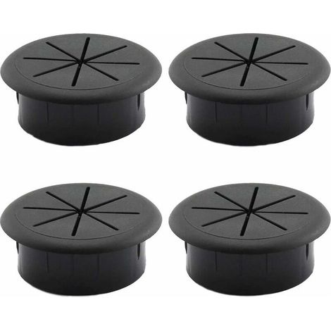 4-piece cable management system for desks, cable grommets, cable glands, round cable covers for office furniture and computer desks, black (1/5)