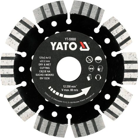Disco de corte diamantado Yato yt-59900 125 mm velocidad 12250 RPM