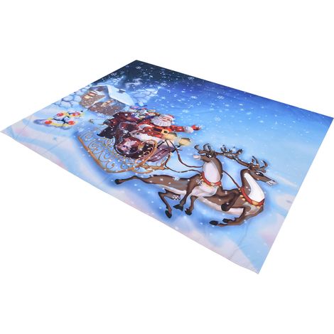 Tapisserie murale de Noël avec motif de cerf et Père Noël, 230 x 180 cm / 90,6 x 70,9 pouces. Décoration murale pour chambre à coucher. (1/5)